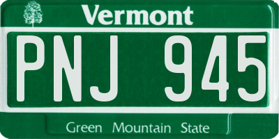 VT license plate PNJ945