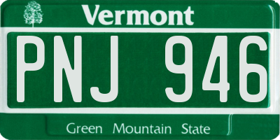 VT license plate PNJ946