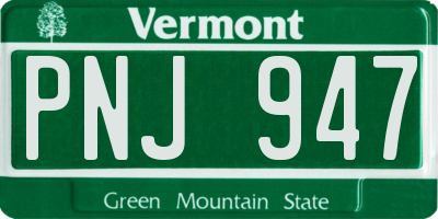 VT license plate PNJ947
