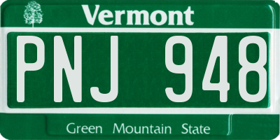 VT license plate PNJ948