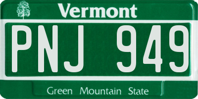 VT license plate PNJ949