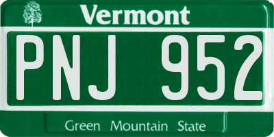 VT license plate PNJ952