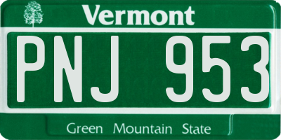 VT license plate PNJ953