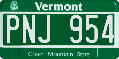VT license plate PNJ954