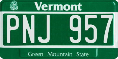 VT license plate PNJ957