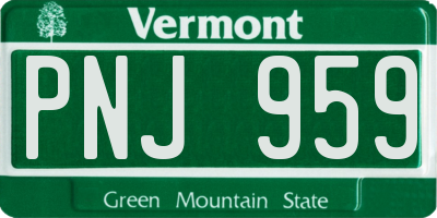 VT license plate PNJ959