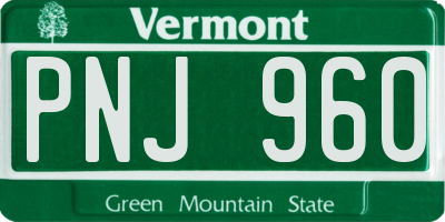 VT license plate PNJ960