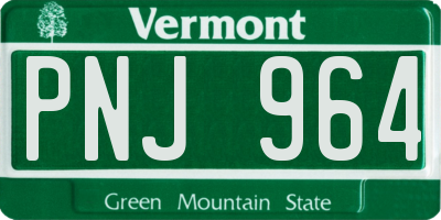 VT license plate PNJ964