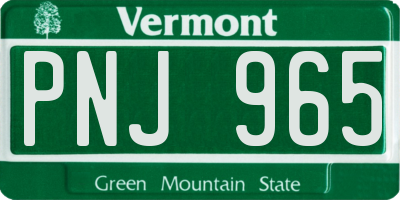 VT license plate PNJ965