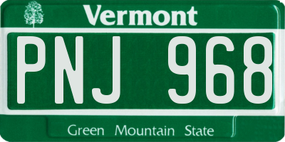 VT license plate PNJ968