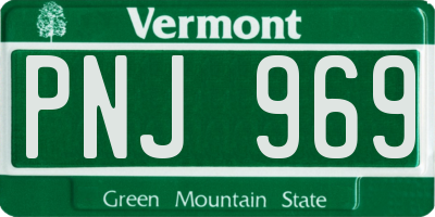 VT license plate PNJ969