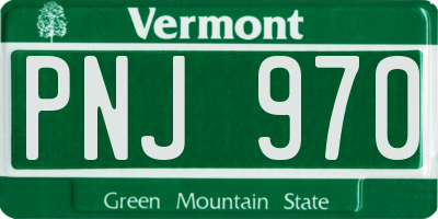 VT license plate PNJ970