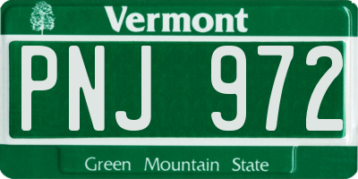 VT license plate PNJ972