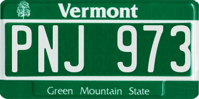 VT license plate PNJ973