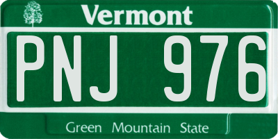 VT license plate PNJ976