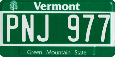 VT license plate PNJ977