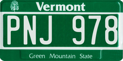 VT license plate PNJ978