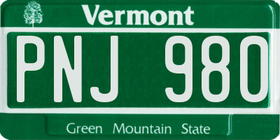 VT license plate PNJ980