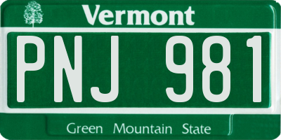 VT license plate PNJ981