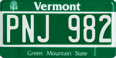VT license plate PNJ982