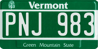 VT license plate PNJ983