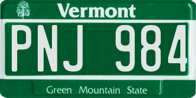 VT license plate PNJ984