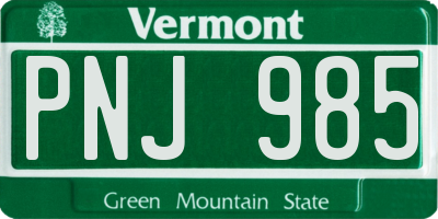 VT license plate PNJ985