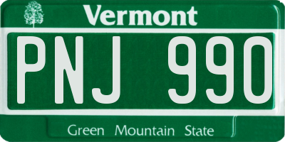 VT license plate PNJ990