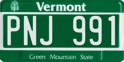 VT license plate PNJ991