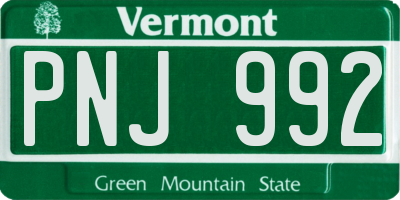 VT license plate PNJ992