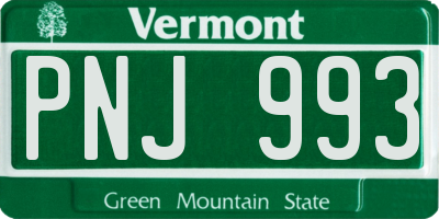 VT license plate PNJ993