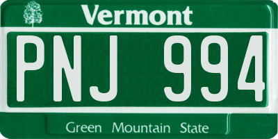 VT license plate PNJ994