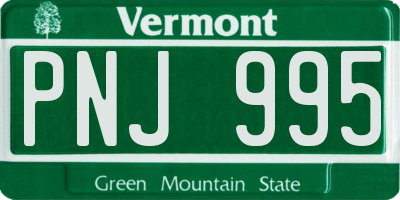 VT license plate PNJ995