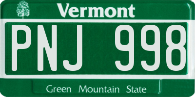 VT license plate PNJ998