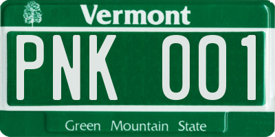 VT license plate PNK001