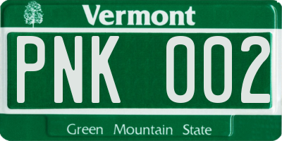 VT license plate PNK002