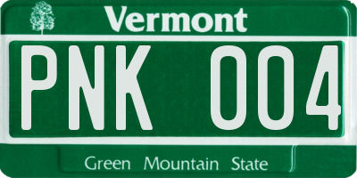 VT license plate PNK004