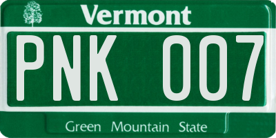 VT license plate PNK007