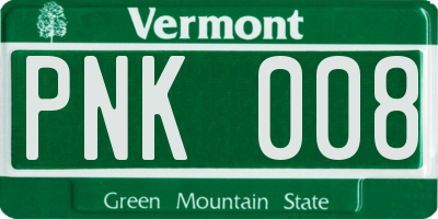 VT license plate PNK008