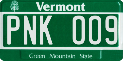 VT license plate PNK009
