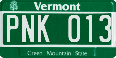VT license plate PNK013