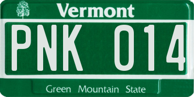 VT license plate PNK014