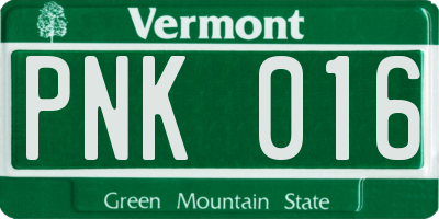 VT license plate PNK016