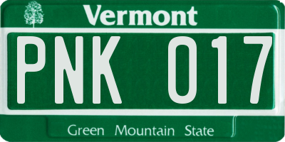 VT license plate PNK017
