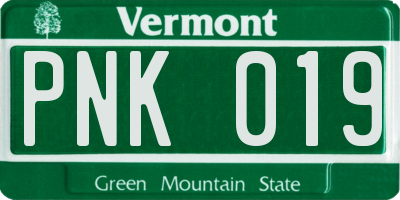 VT license plate PNK019