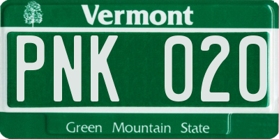 VT license plate PNK020