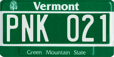 VT license plate PNK021