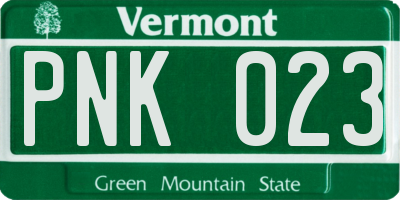 VT license plate PNK023