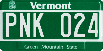 VT license plate PNK024