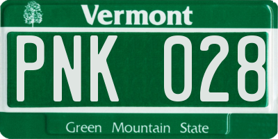 VT license plate PNK028